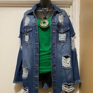 NEVER WORN Distressed oversized shirt/jacket